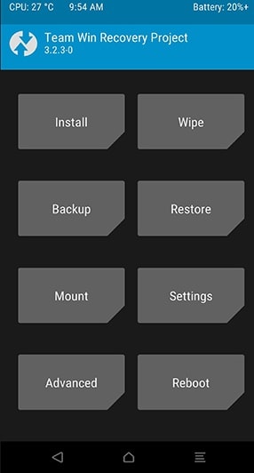 TWRP Recovery Page