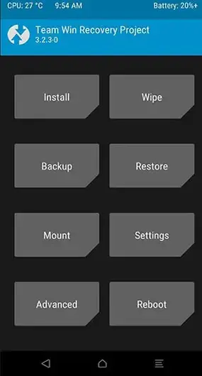 TWRP Recovery Page - Huawei Enjoy 20 5G