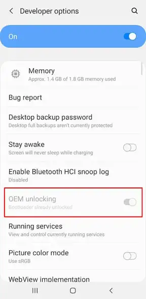 Samsung Galaxy S21 Ultra OEM Unlock