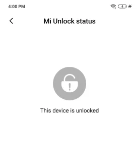 MI Unlock Status bootloader unlocked